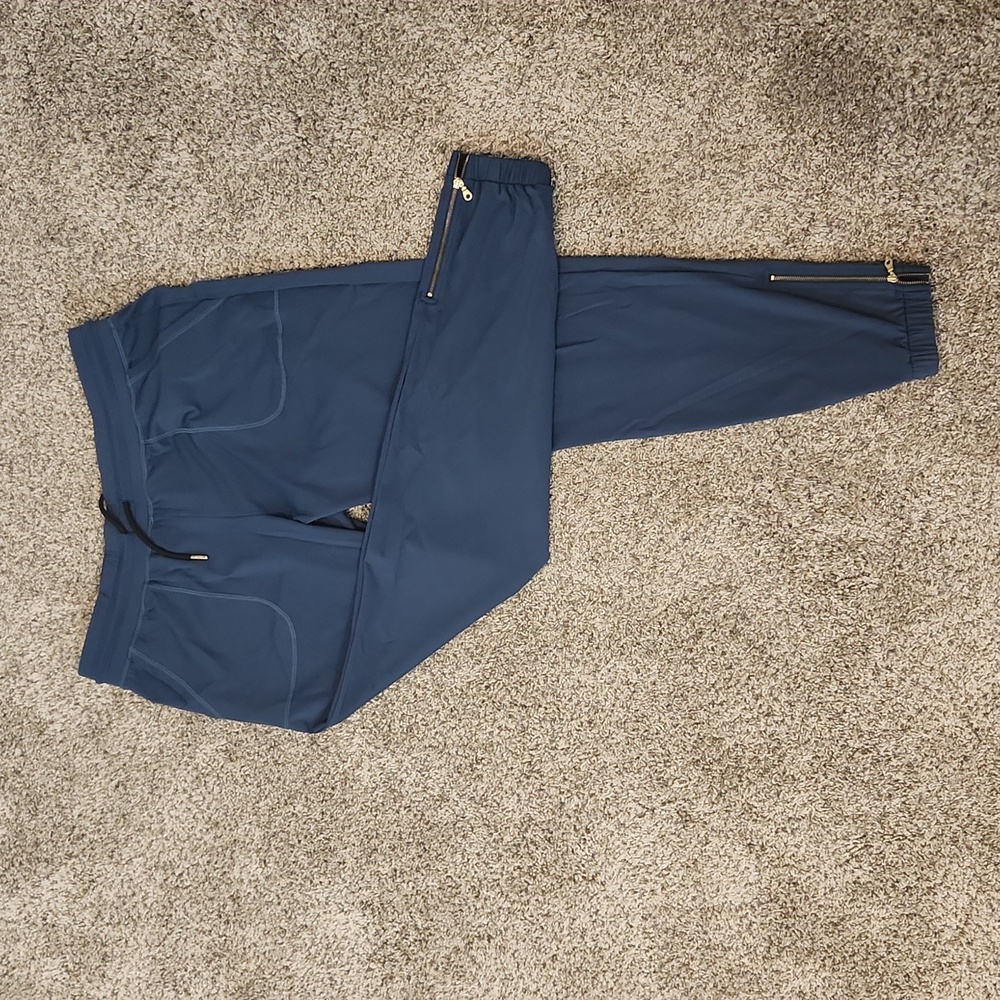 Zyia teal zippered joggers size L GUC